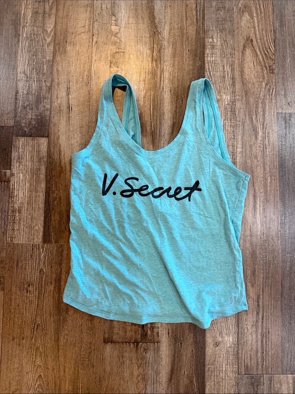 Victoria's Secret Aqua Scoop Neck Tank with Script Logo Sz S